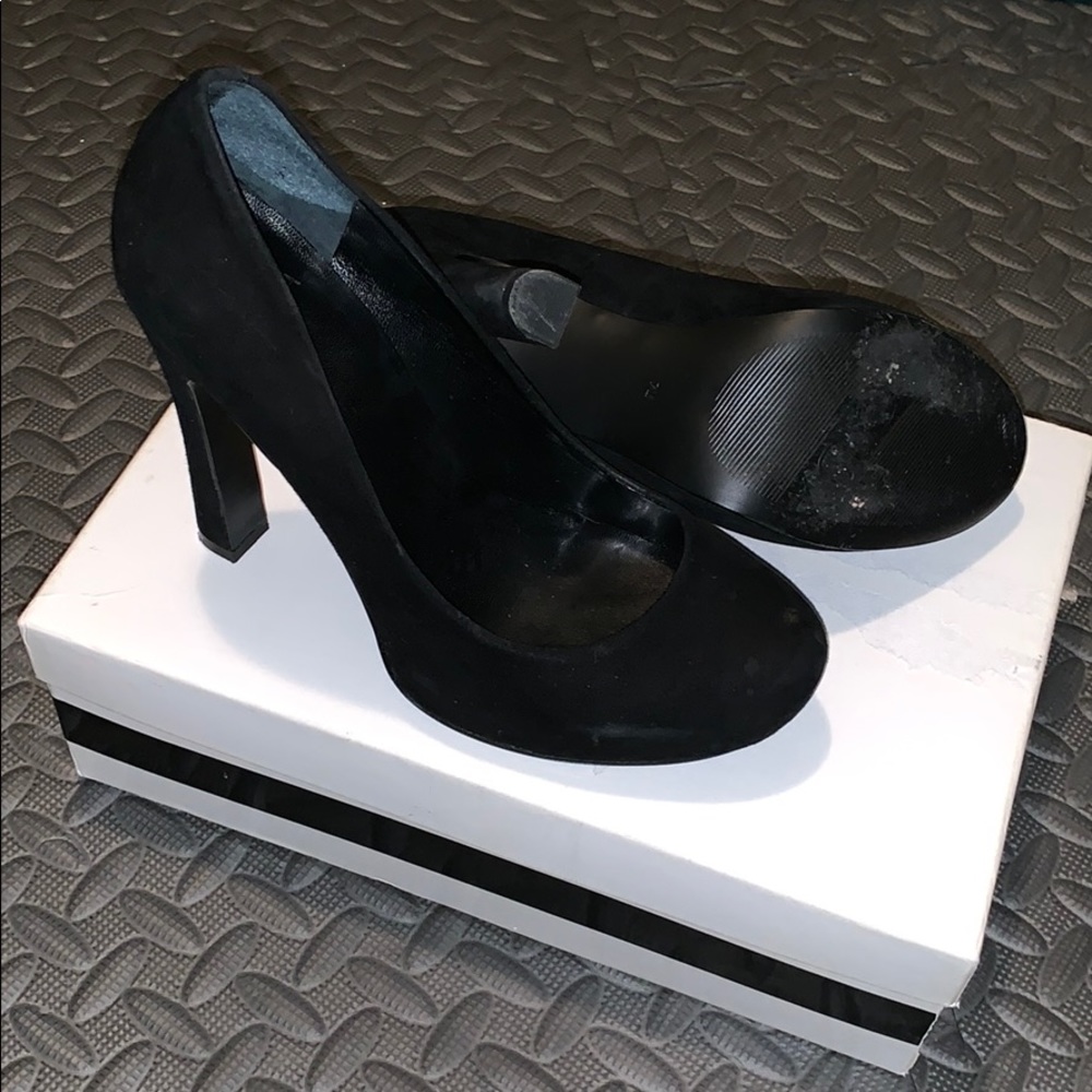 Black suede heels